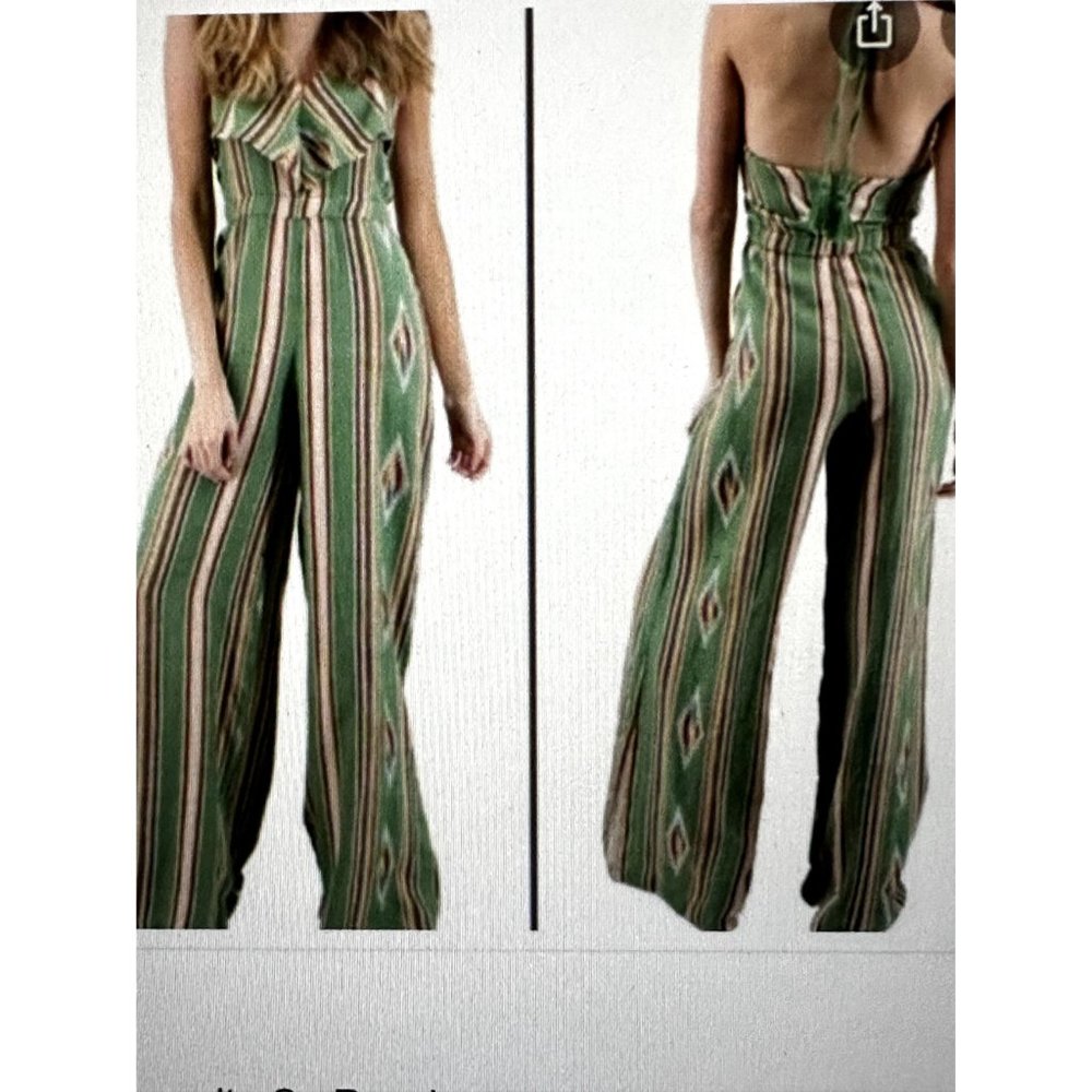 Judith March Serape Halter Jumpsuit Sz L Boho Burning Man Festival Wide Leg